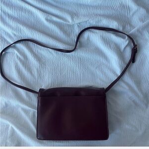 Elegant Maroon Pleather Crossbody Bag